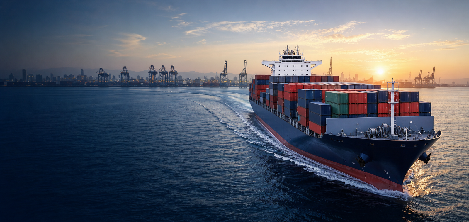 Modern container ship transporting cargo internationally